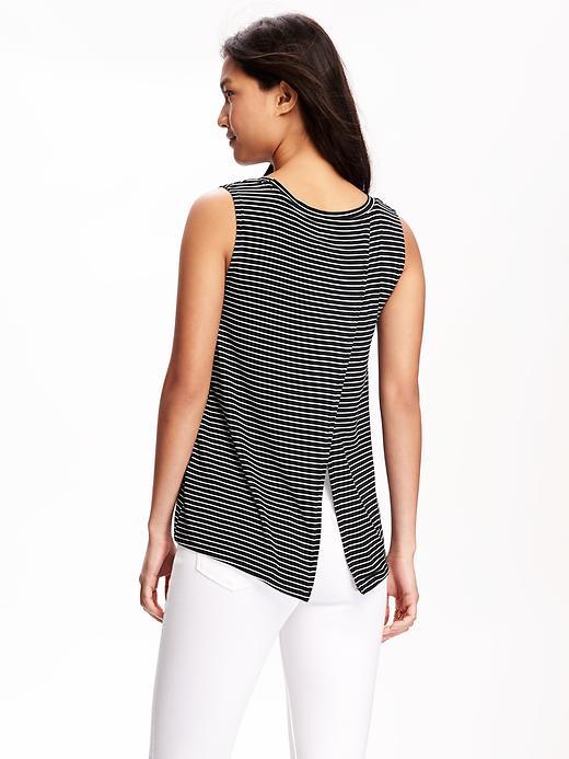 Old Navy Sleeveless Split Back Tank For Women - White Stripe