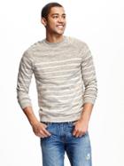 Old Navy Striped Crew Neck Sweater - Heather Oatmeal