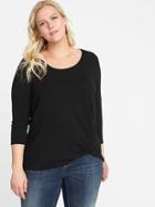 Old Navy Womens Plus-size Fitted Twist-front Top Black Size 4x