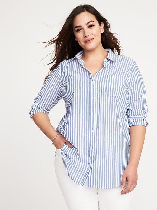 Old Navy Womens Classic Plus-size No-peek Striped Tunic Blue Stripe Size 2x