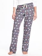 Old Navy Flannel Drawstring Sleep Pants For Women - Grey Polar Bear