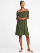 Old Navy Womens Off-the-shoulder Swing Dress For Women Matcha Green Size Xs