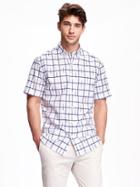 Old Navy Slim Fit Printed Shirt For Men - Bright White