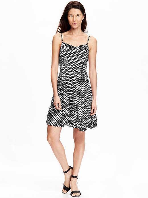Old Navy Womens Patterned Poplin Fit &amp; Flare Dresses Size L Tall - Black Print