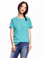 Old Navy Relaxed Crew Neck Tee For Women - Cyan Sea