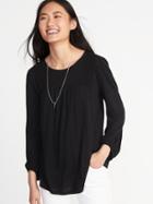 Old Navy Womens Lace-trim Balloon-sleeve Top For Women Black Size M