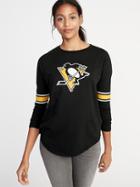 Old Navy Womens Nhl Team Sleeve-stripe Tee For Women Pittsburgh Penguins Size M