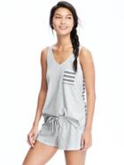 Old Navy Womens Striped Back Pocket Tanks Size L - Bc02 Light Hthr Grey