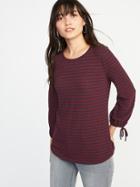 Old Navy Womens Relaxed Cinched-sleeve Top For Women Burgundy Stripe Size Xl