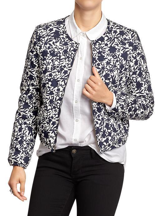 Old Navy Womens Quilted Jackets Size L Tall - Navy Blue Print