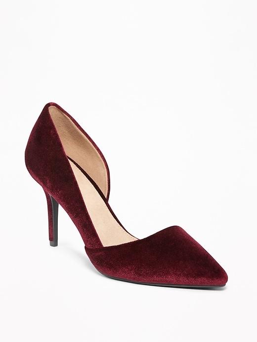 Old Navy Womens Velvet Demi D';orsay Pumps For Women Lite Burgundy Size 10