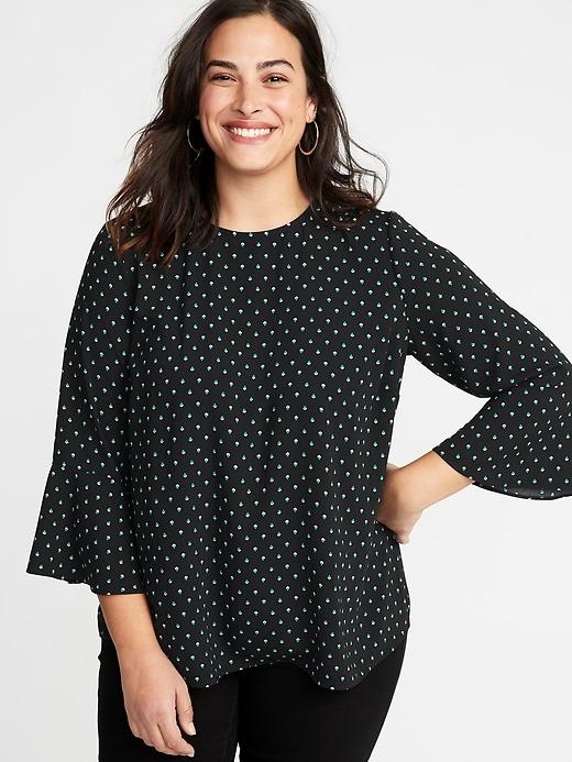 Old Navy Womens Printed Plus-size Boho Swing Top Black Print Size 3x