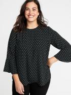Old Navy Womens Printed Plus-size Boho Swing Top Black Print Size 3x