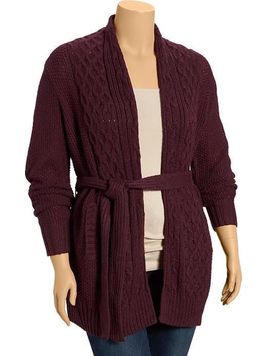Old Navy Womens Women';s Plus Belted Mixed-knit Cardigans Raisin Arizona Size 2x