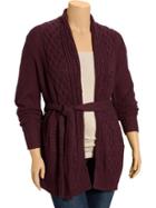 Old Navy Womens Women';s Plus Belted Mixed-knit Cardigans Raisin Arizona Size 2x