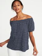 Old Navy Womens Relaxed Bubble-sleeve Top For Women Navy Stripe Size Xs
