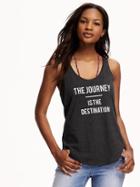 Old Navy Relaxed Graphic Scoop Racer Tank For Women - Charcoal