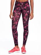 Old Navy Go Dry Mid Rise Printed Compression Leggings For Women - Red