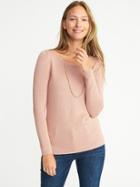 Old Navy Womens Metallic-knit Sweater For Women Soft Pink Size Xxl