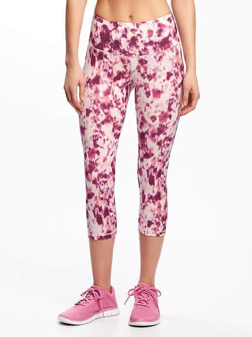 Old Navy Go Dry High Rise Printed Compression Crops For Women - Party Started Pink