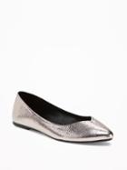 Old Navy Sueded Pointy Ballet Flats For Women - Pewter