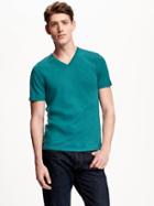 Old Navy Textured Jersey V Neck Tee For Men - Teal I Return