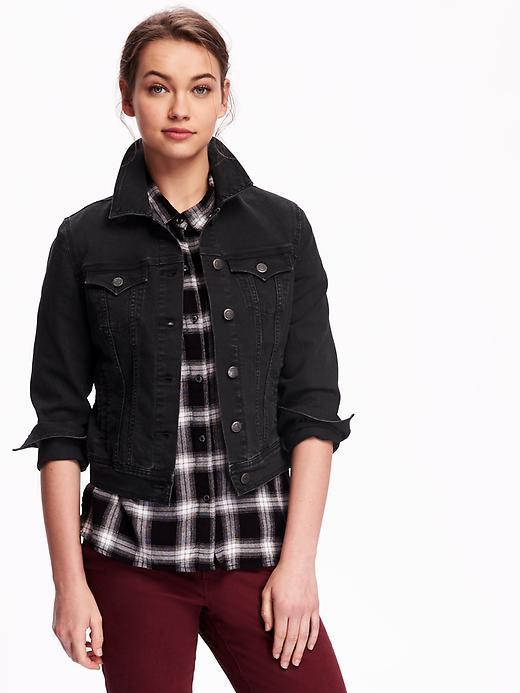 Old Navy Black Denim Jacket For Women - Stowaway