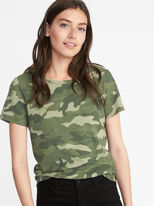 Old Navy Womens Camo Everywear Slub-knit Tee For Women Camo Size L