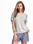 Old Navy Cropped Cocoon Knitted Sweater - Light Heather Gray
