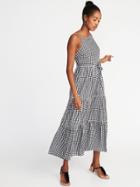 Old Navy Womens Sleeveless Tiered Gingham Maxi Dress For Women Black/white Gingham Size S
