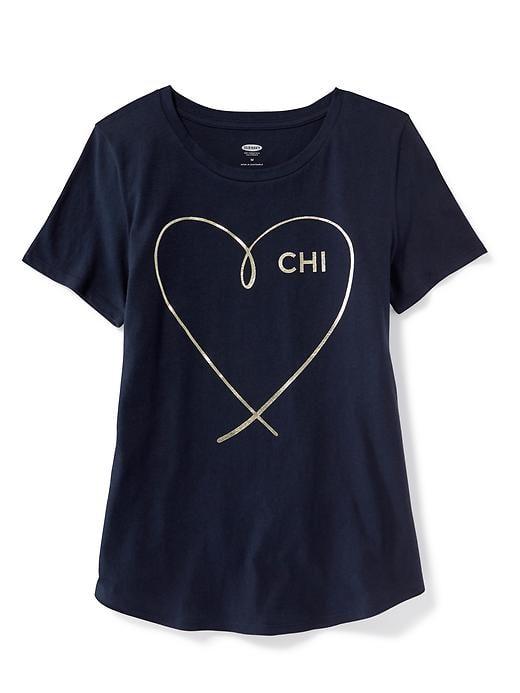 Old Navy Womens Chicago-graphic Tee For Women Ink Blue Size L