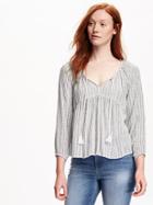 Old Navy Tassel Front Swing Blouse For Women - Printed Top