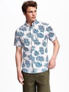 Old Navy Printed Slim Fit Poplin Shirt For Men - Blue Labin