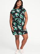 Old Navy Womens Waist-defined Plus-size Dress Black Print Size 4x