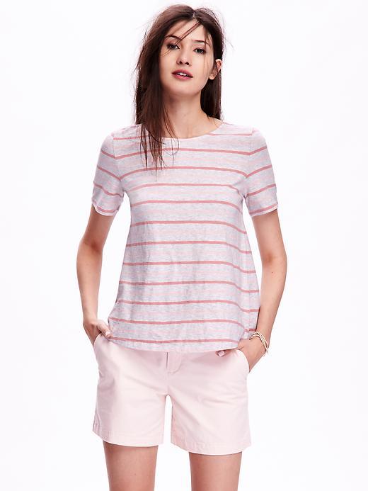 Old Navy Single Pleated Swing Tee - Pink Stripe