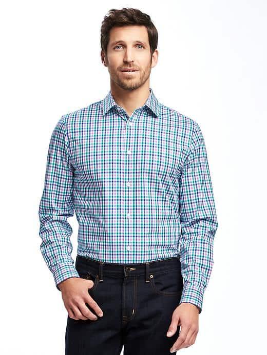 Old Navy Slim Fit Non Iron Signature Stretch Dress Shirt For Men - Purple Of The World