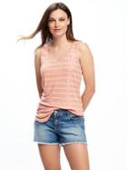 Old Navy Relaxed Linen Blend Curved Hem Tank For Women - Just Peachy