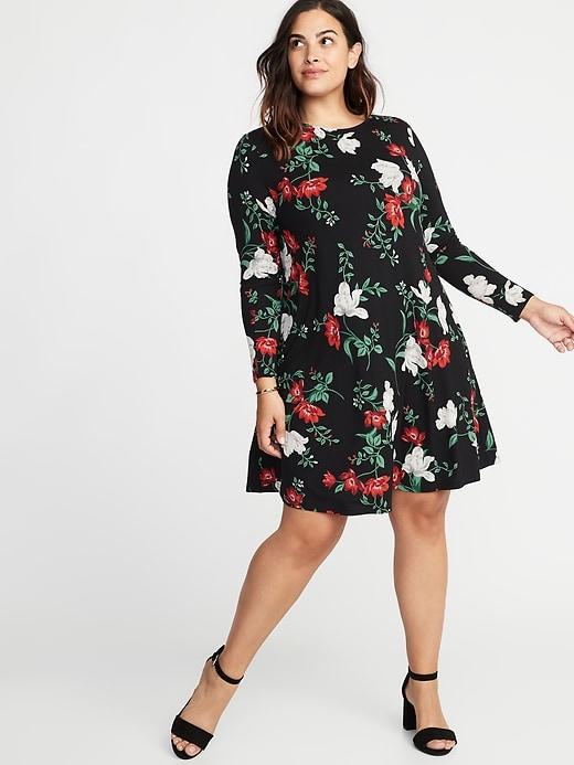 Old Navy Womens Plus-size Jersey Swing Dress Multi Floral Size 1x