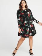 Old Navy Womens Plus-size Jersey Swing Dress Multi Floral Size 1x