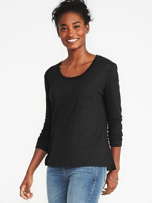 Old Navy Womens Linen-blend Boyfriend Tee For Women Black Size Xs