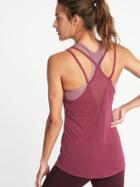 Old Navy Womens Semi-fitted Strappy Mesh-back Tank For Women Winter Plum Size L