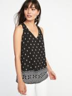 Old Navy Womens Relaxed Sleeveless Cutout-back Top For Women On New Black Print Size M