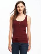 Old Navy First Layer Fitted Henley Tank For Women - Gosh Garnet