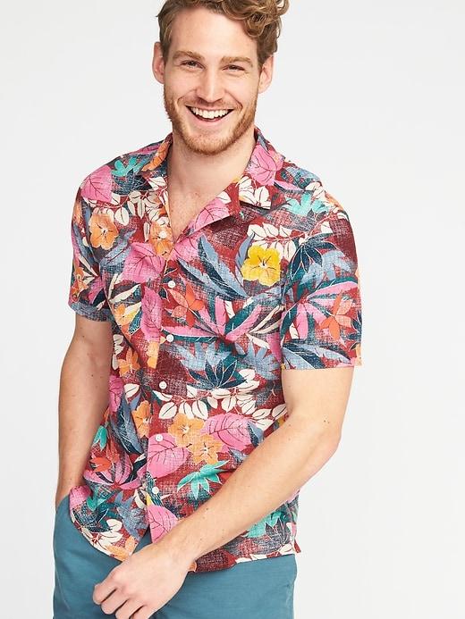 Old Navy Mens Slim-fit Built-in Flex Getaway Shirt For Men Reddy For Action Size M