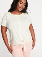 Old Navy Womens Relaxed Plus-size Tie-hem Top Creme De La Creme Size 2x