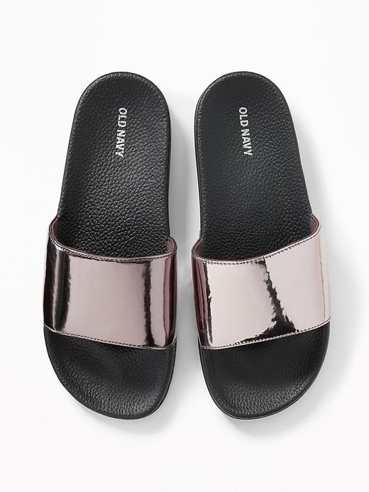 Old Navy Womens Pool Slide Sandals For Women Black Metallic Size 8/9