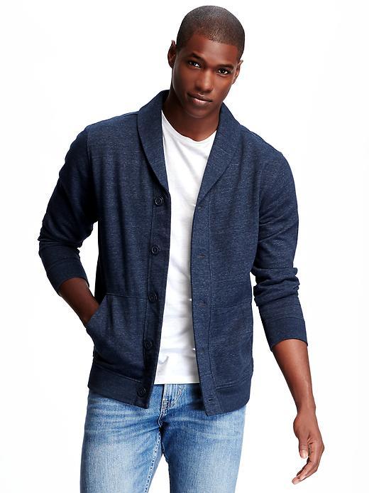 Old Navy Shawl Collar Fleece Cardigan For Men - Navy Heather