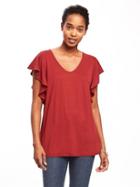 Old Navy Relaxed Ruffle Sleeve Top For Women - Red Spice