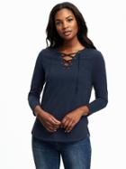 Old Navy Relaxed Lace Up Tee For Women - In The Navy