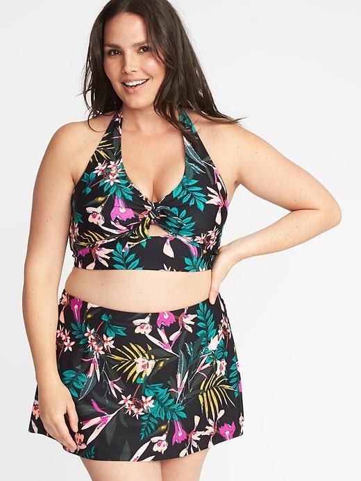 Old Navy Womens Plus-size Long-line Halter Swim Top Multi Floral Size 4x